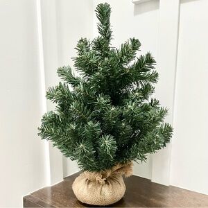Mini Christmas Pine Tree with a Burlap Wrap Base